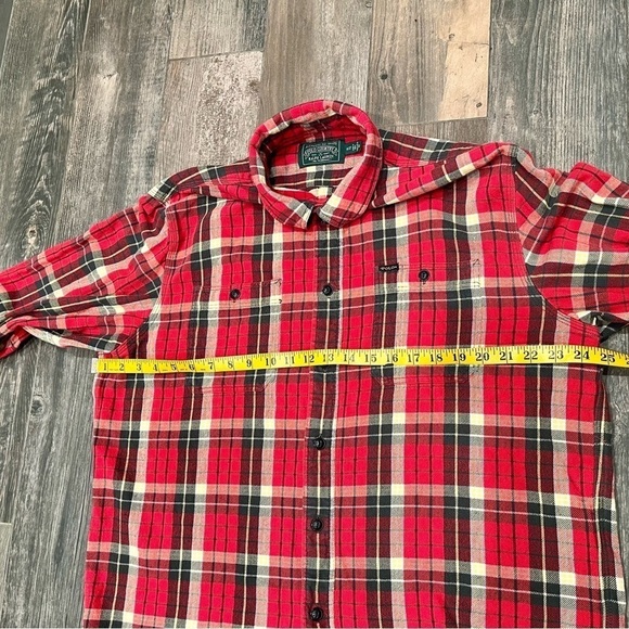 Ralph Lauren Polo Country Mens vintage XL Flannel Button Cotton Shirt plaid red - Picture 6 of 12